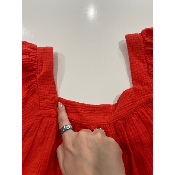 Honorine Francoise Cotton Seersucker Minidress Small Red Cotton Gauze Mini Dress - Picture 9 of 10